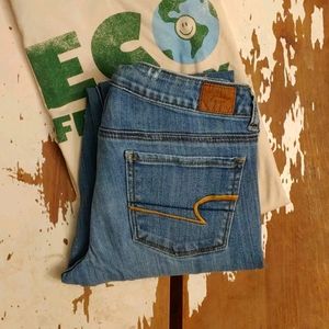 AEO Stretch Skinny Holes & Perfect Fade Denim